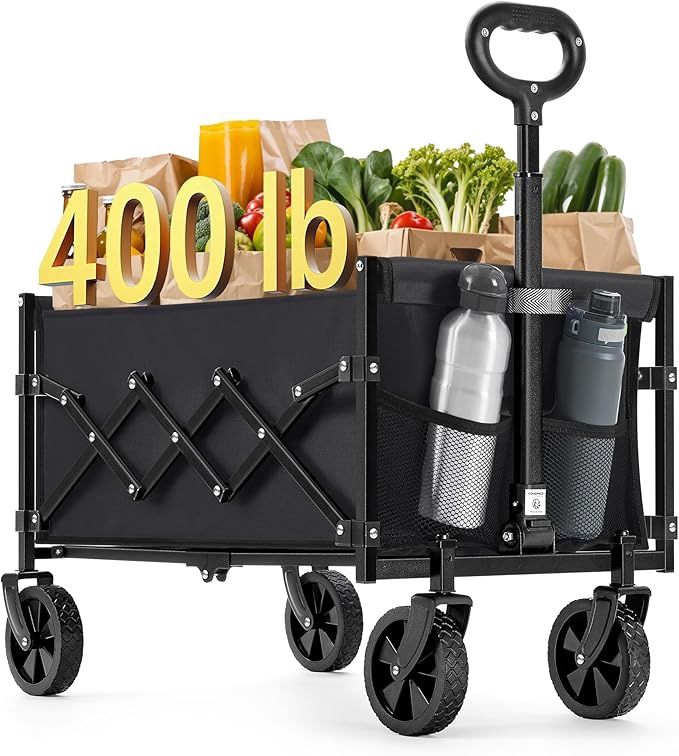 SONGMICS Small Collapsible Wagon with 400 lb Dynamic Weight Capacity, Foldable Wagon Cart