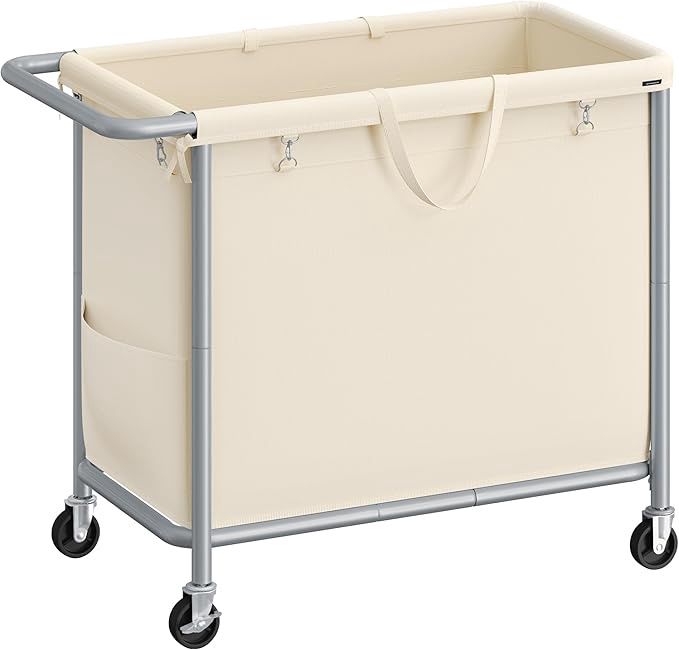SONGMICS Laundry Basket with Wheels, Rolling Laundry Hamper, 47.5 Gallons