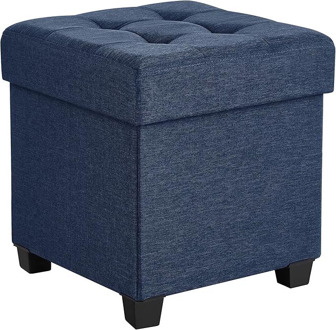 SONGMICS Storage Ottoman, Small Ottoman Foot Rest with Legs, 15 x 15 x 15.7 Inches Foot Stool