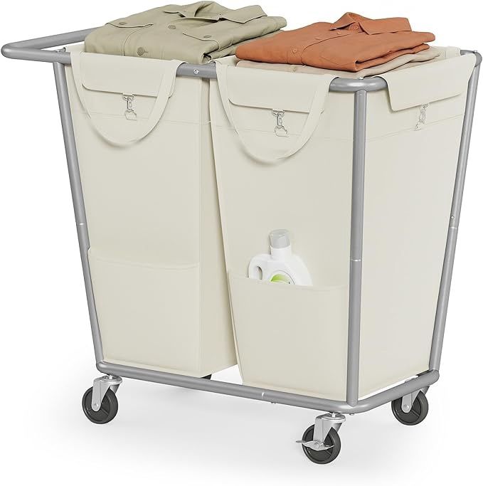 SONGMICS Laundry Basket with Wheels, 2-Section Laundry Sorter, 50.2 Gallons (190 L)