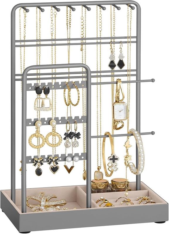 SONGMICS Jewelry Holder, Jewelry Organizer, Jewelry Display Stand with Metal Frame