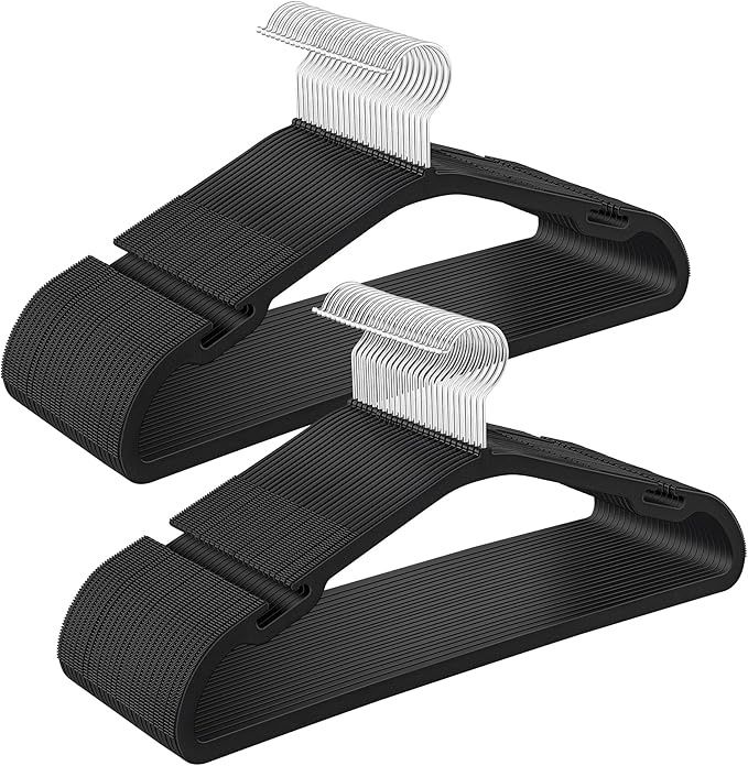 SONGMICS Clothes Hangers 50 Pack, Heavy-Duty Plastic Hangers, Coat Hangers with Wide Shoulder Notches