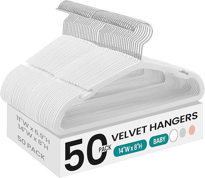 SONGMICS Kids Hangers 25 Pack, 14 x 8 Inches, Non-Slip Velvet Baby Hangers for Closet