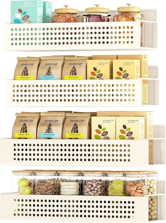 SONGMICS Set of 4 Spice Racks, 2 Large and 2 Small Kitchen Magnetic Shelves