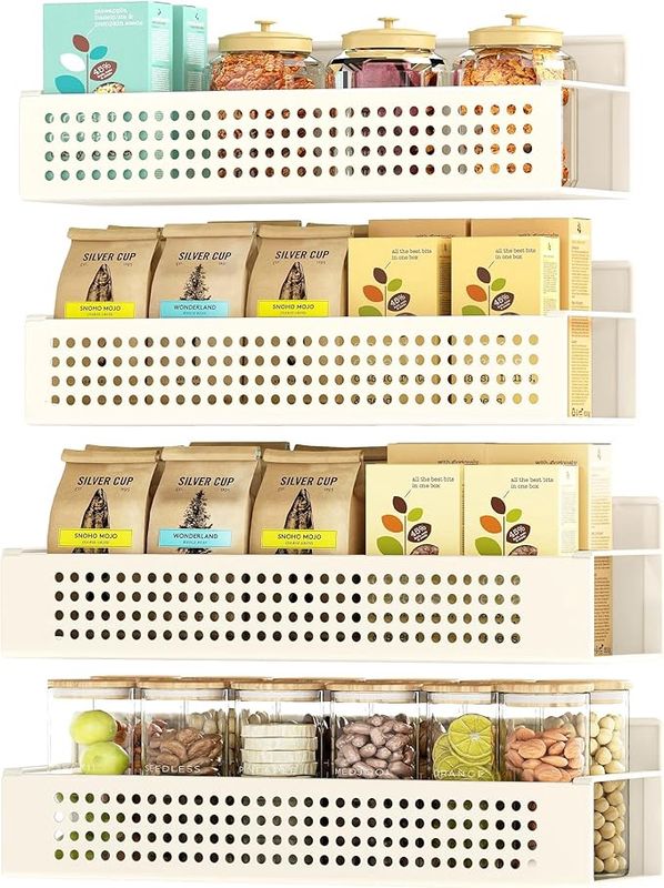 SONGMICS Set of 4 Spice Racks, 2 Large and 2 Small Kitchen Magnetic Shelves