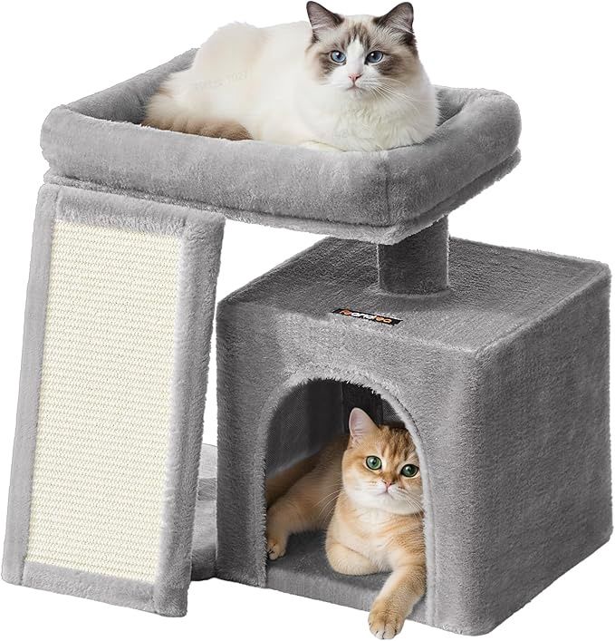 Feandrea Small Cat Tree, Cat Tower Condo for Kittens, Scratching Ramp