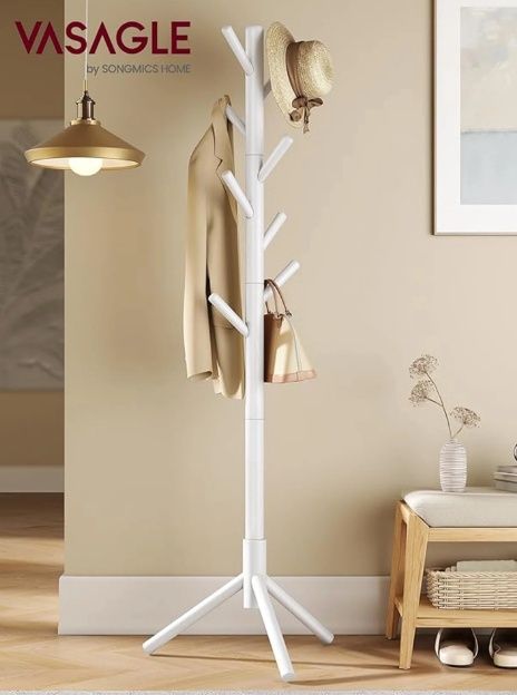 SONGMICS HOME Solid Wood Coat Rack, Free Standing Tree-Shaped Coat Rack
