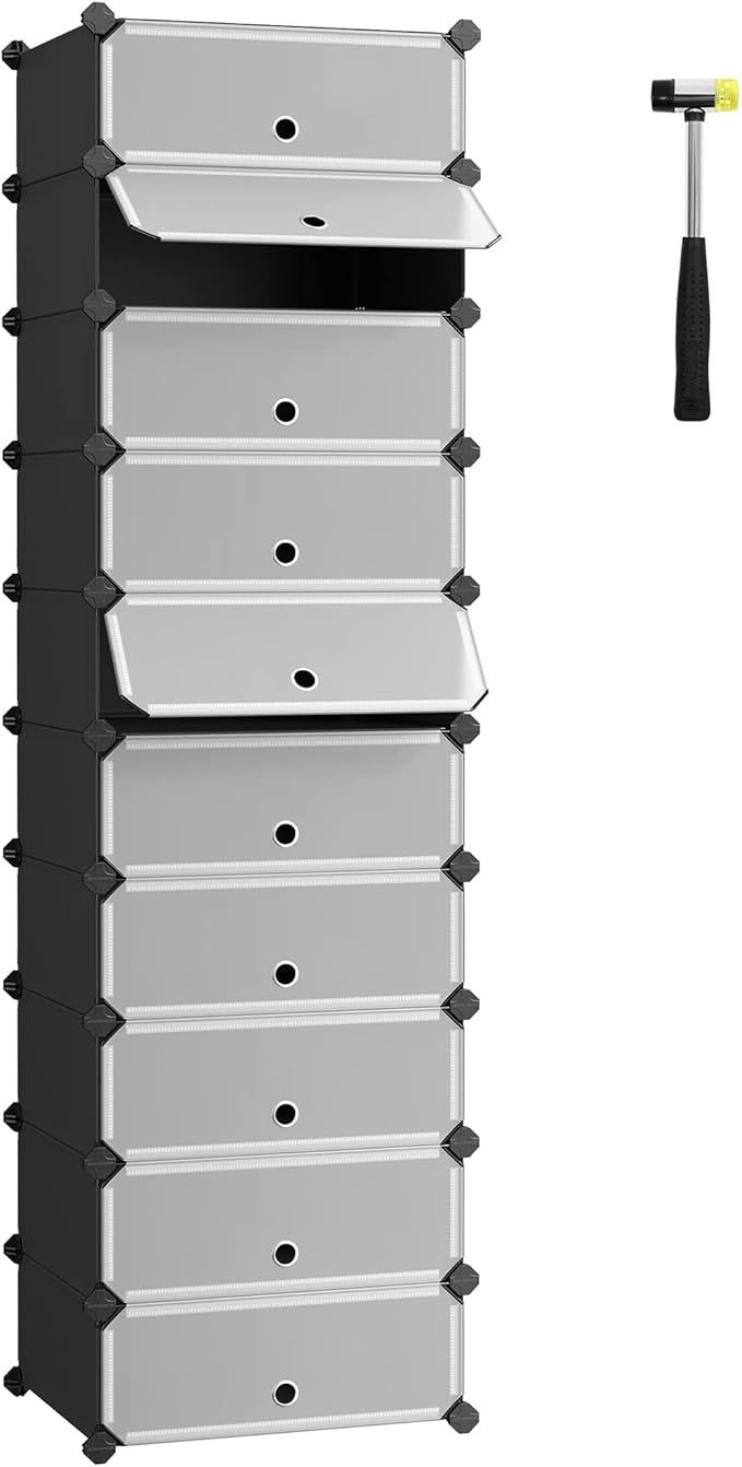 SONGMICS 10-Tier Shoe Rack, Cube Storage Organizer Units, DIY Modular Closet Cabinet