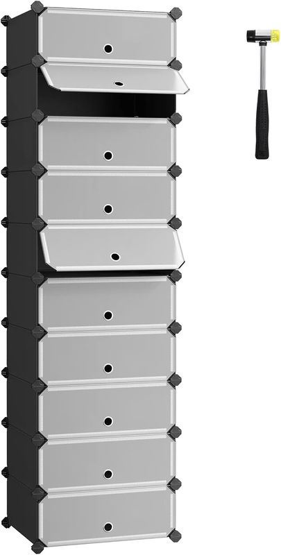 SONGMICS 10-Tier Shoe Rack, Cube Storage Organizer Units, DIY Modular Closet Cabinet