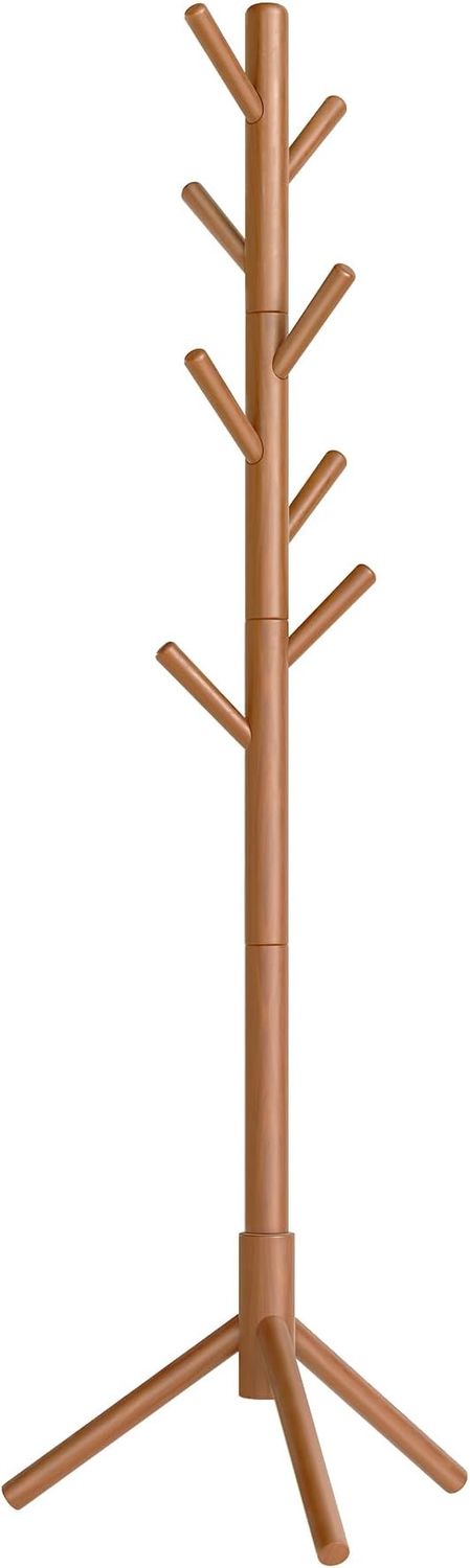 VASAGLE Solid Wood Coat Rack, Free Standing Tree-Shaped Coat Rack with 7 Hooks
