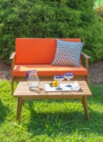 Linon Home Décor Products Reeves 2-Piece Patio Conversation Set with Natural MSRP $1298.00