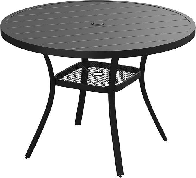 VICLLAX 40.6" Round Patio Table, Outdoor Dining Table for 4 with Umbrella Hole for Garden MSRP $438.00