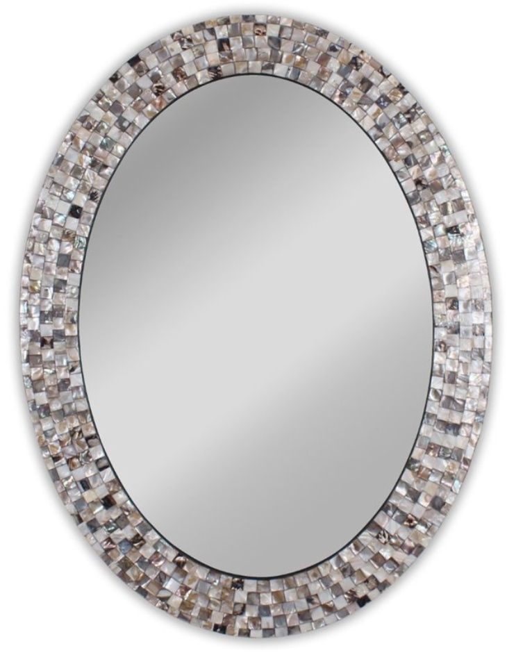 CHLOE's Reflection Vertical Hanging Seashell Oval Framed Wall Mirror 35" Height MSRP $313.00