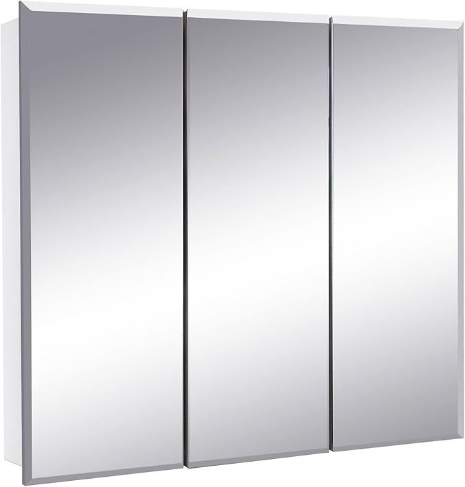 Design House Cyprus 30-in. Wide Medicine Cabinet, 3 Frameless Mirrored Doors