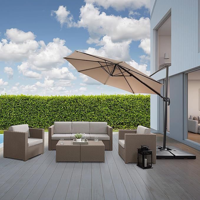 CorLiving 9.5ft Tilting Offset Tilting and Rotating Patio Umbrella MSRP $398.00