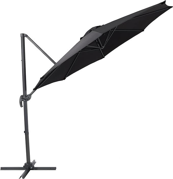 CorLiving 9.5ft Tilting Offset Tilting and Rotating Patio Umbrella MSRP $398.00 CorLiving 9.5ft Tilting Offset Tilting and Rotating Patio Umbrella MSRP $398.00, Colour: Black