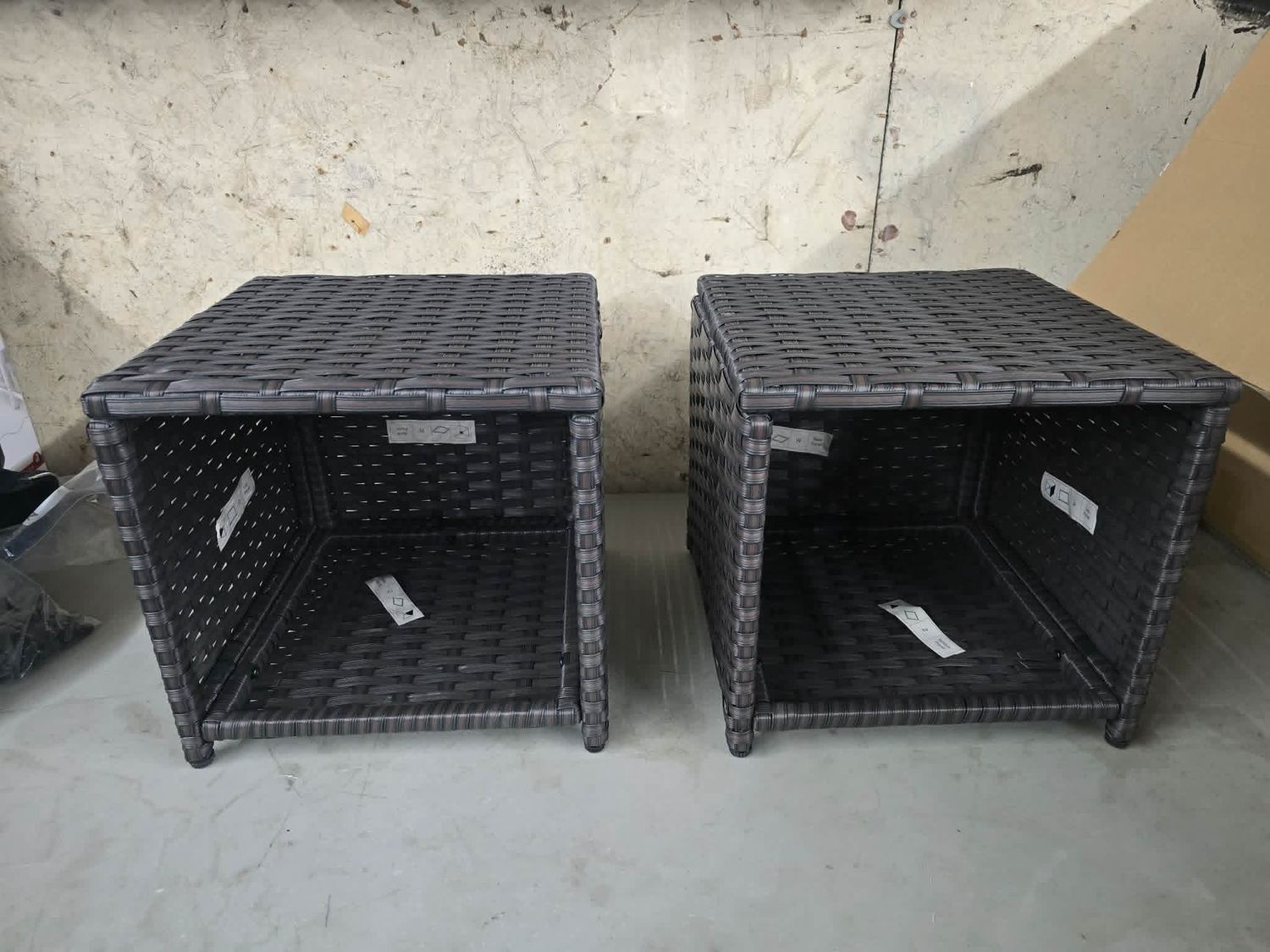 JARDINA 2 Pieces Outdoor Side Table/Storage All Weather Wicker Patio Set MSRP $175.00
