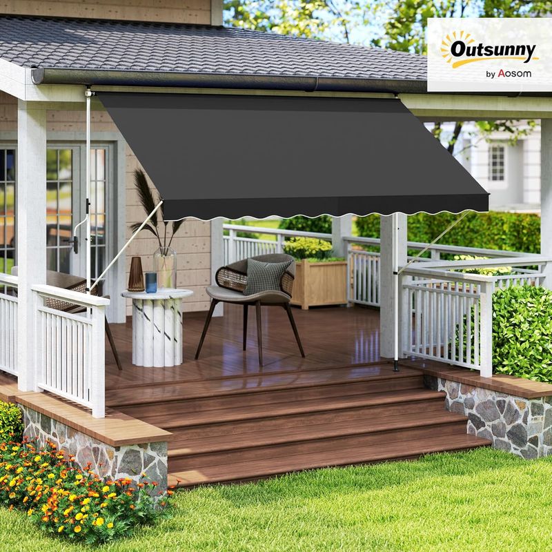 Outsunny 10x5ft Manual Retractable Awning (Navy Blue) Outsunny 10x5ft Manual Retractable Awning (Navy Blue)