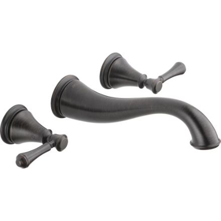Kohler Finial Traditional Wall-Mount Bathroom Sink Faucet, Oil-Rubbed Bronze