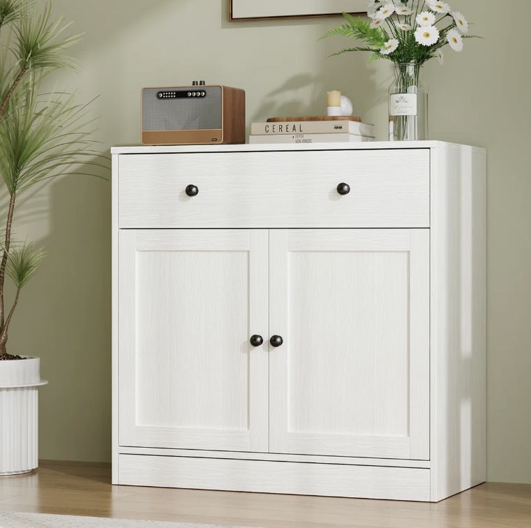 Marta Shaker White Accent Cabinet with Drawer MSRP - $299