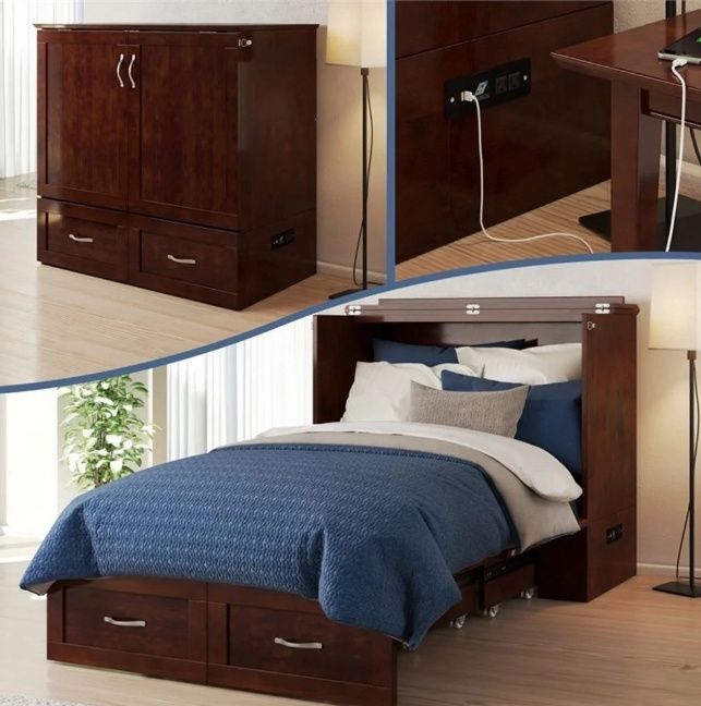 AFI Hamilton Twin XL Solid Wood Murphy Bed Chest MSRP $2255.19