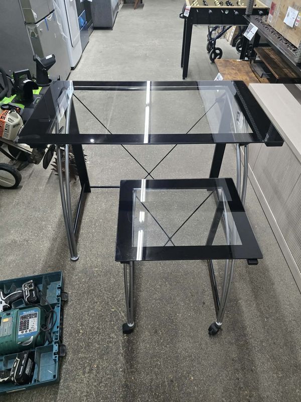 Glass Top Computer Desk and Printer stand