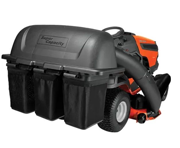 48" Deck This 3-bin, 9-bushel 582559601 bagger is designed for seamless integration with Husqvarna TS 248G, TS 348XD, and TS 248XD models