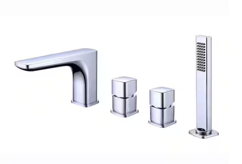 2-Handle Deck-Mount Roman Tub Faucet with Hand Shower  (MSRP $265)