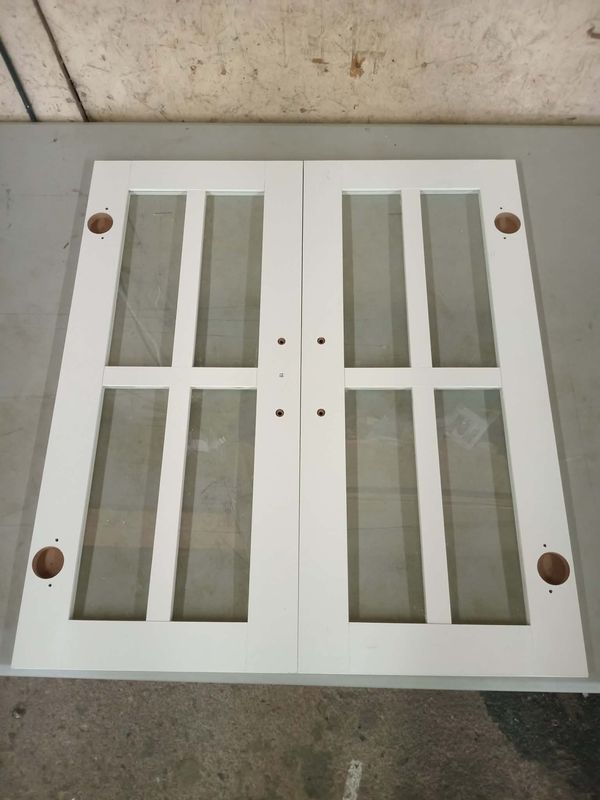 26' x 12' White 4 windowed cabinet door x2