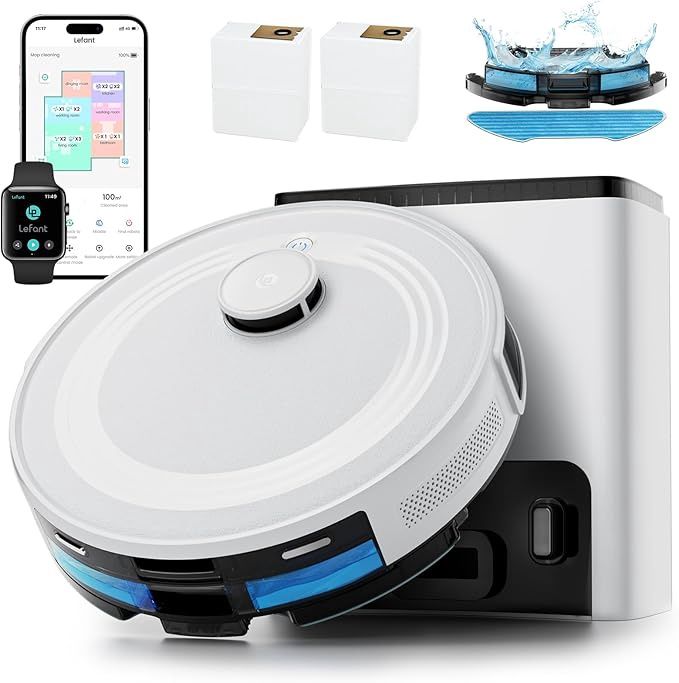 Lefant Robot Vacuum M2L Plus and Mop,75-Day Self-Emptying,6000Pa Powerful Lefant Robot Vacuum M2L Plus and Mop,75-Day Self-Emptying,6000Pa Powerful