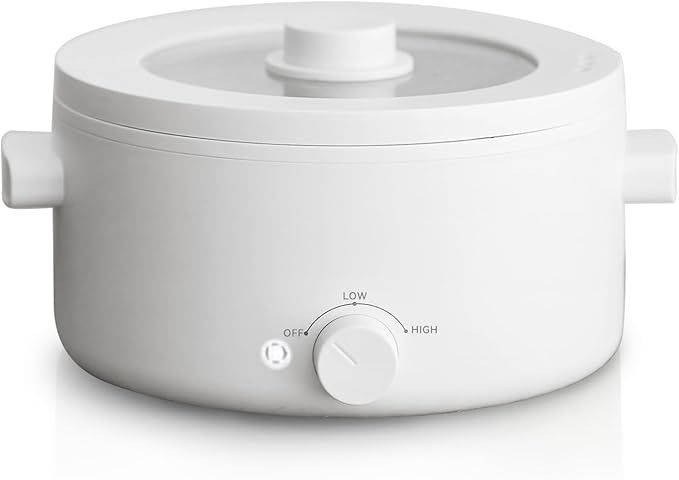 Electric Cooker, 2L Ceramic Glaze Non-Stick Pot, Dual Power Multi-Functional