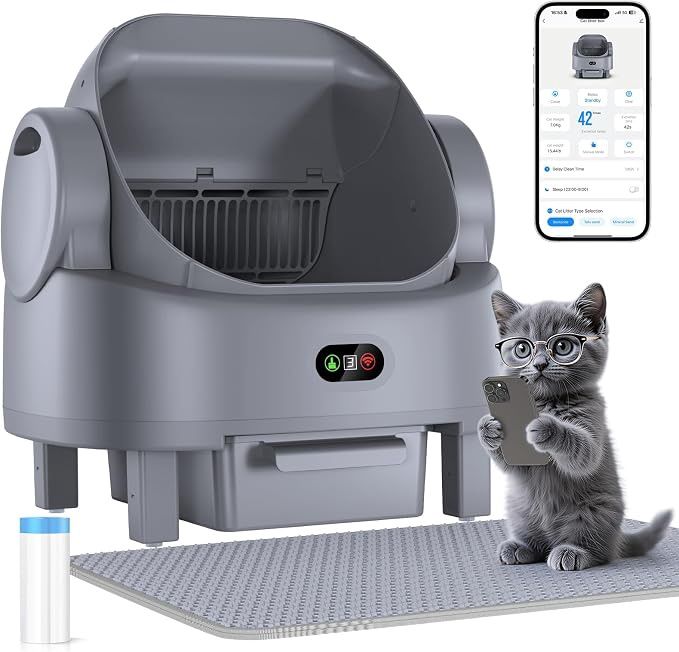 Automatic Cat Litter Box Self Cleaning Litter Boxes for Cats,Open-Top Large Automatic