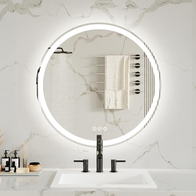 Bathroom LED Mirror, 28 Inches Round LED Mirror for Bathroom, Vanity Mirror