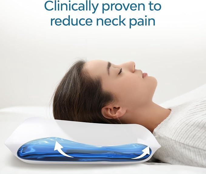 Mediflow Cooling Gel Memory Foam Water Pillow - Adjustable Pillow for Neck Pain Relief