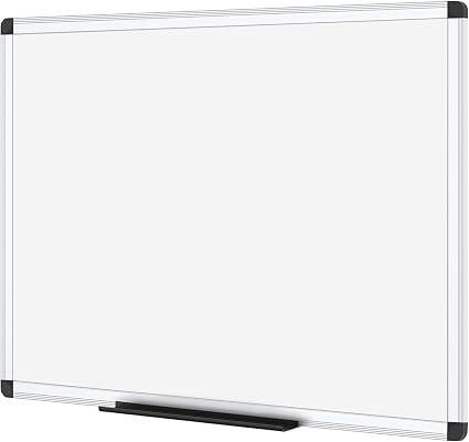 VIZ-PRO Dry Erase Board, Melamine, Silver Aluminium Frame 36 x 24 Inches White Board VIZ-PRO Dry Erase Board, Melamine, Silver Aluminium Frame 36 x 24 Inches White Board