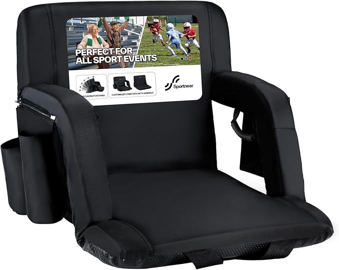 Sportneer Stadium Seats with Backs, Stadium Seat with 2.5" Thick Comfy Cushion