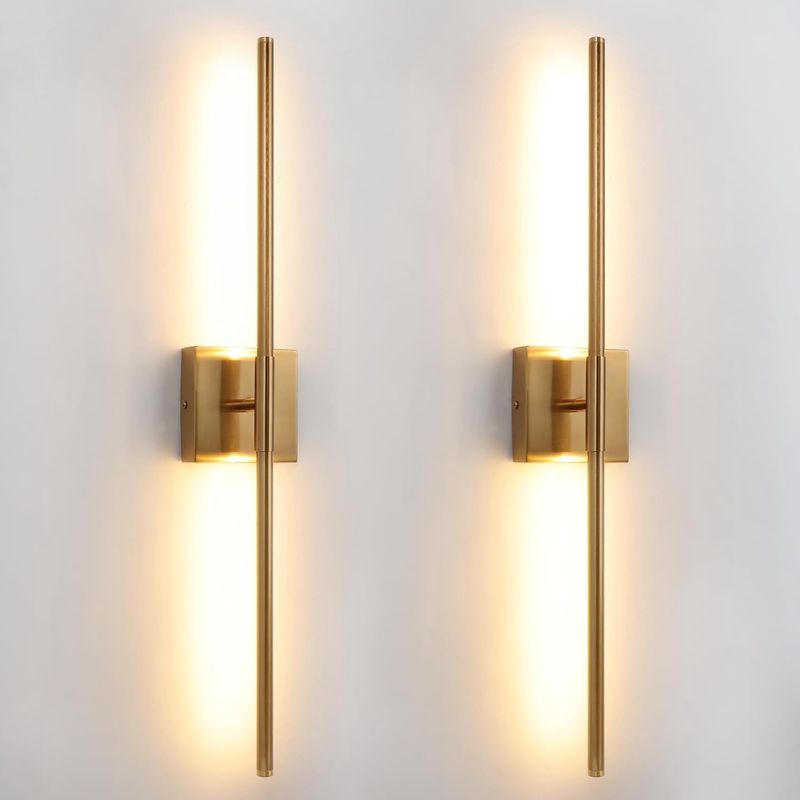 Wall Sconces Set of 2 Brushed Brass Gold