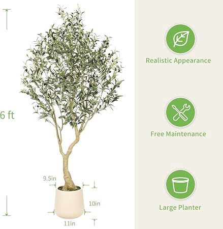 6ft Artificial Olive Tree with Tall Exquisite Planter