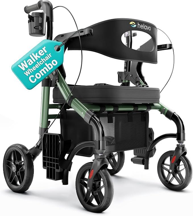 Helavo 2 in 1 Walker Wheelchair Combo with 10" All Terrain Wheels Helavo 2 in 1 Walker Wheelchair Combo with 10" All Terrain Wheels