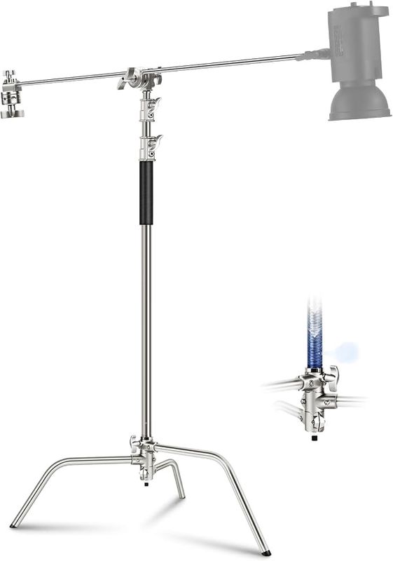 NEEWER C Stand with Boom Arm Pro 100% Stainless Steel, Max Height 10.8ft NEEWER C Stand with Boom Arm Pro 100% Stainless Steel, Max Height 10.8ft