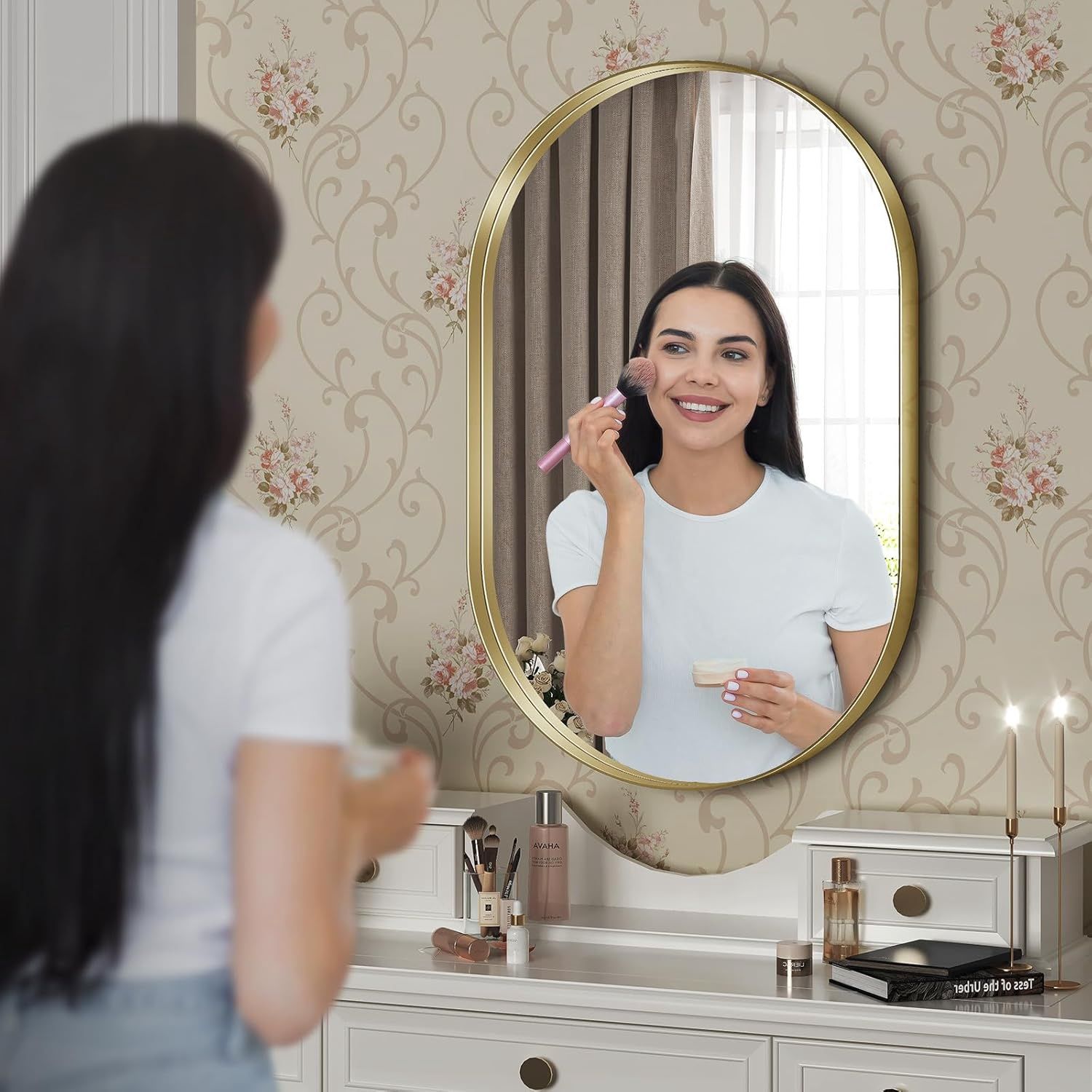 Brightify Gold Oval Mirror for Wall 24x36 Inch Brightify Gold Oval Mirror for Wall 24x36 Inch