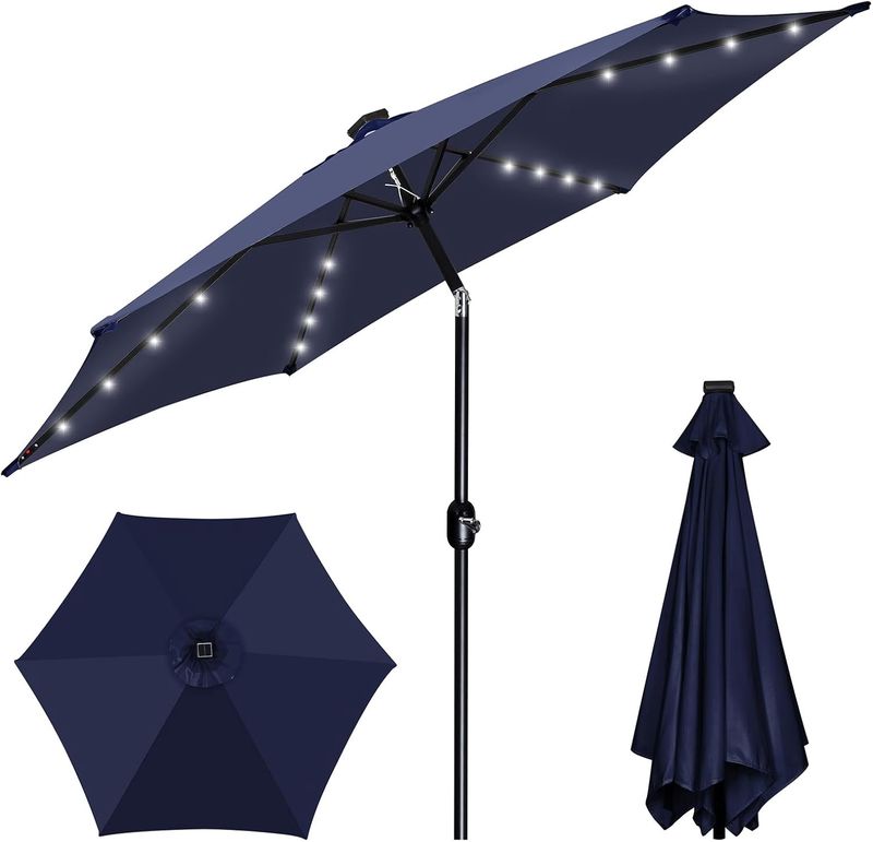 FRUITEAM Solar Patio Umbrella Outdoor LED FRUITEAM Solar Patio Umbrella Outdoor LED