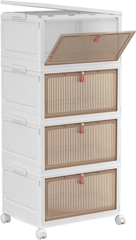 4 Tier Plastic Storage Bins with Lid 28QT 4 Tier Plastic Storage Bins with Lid 28QT