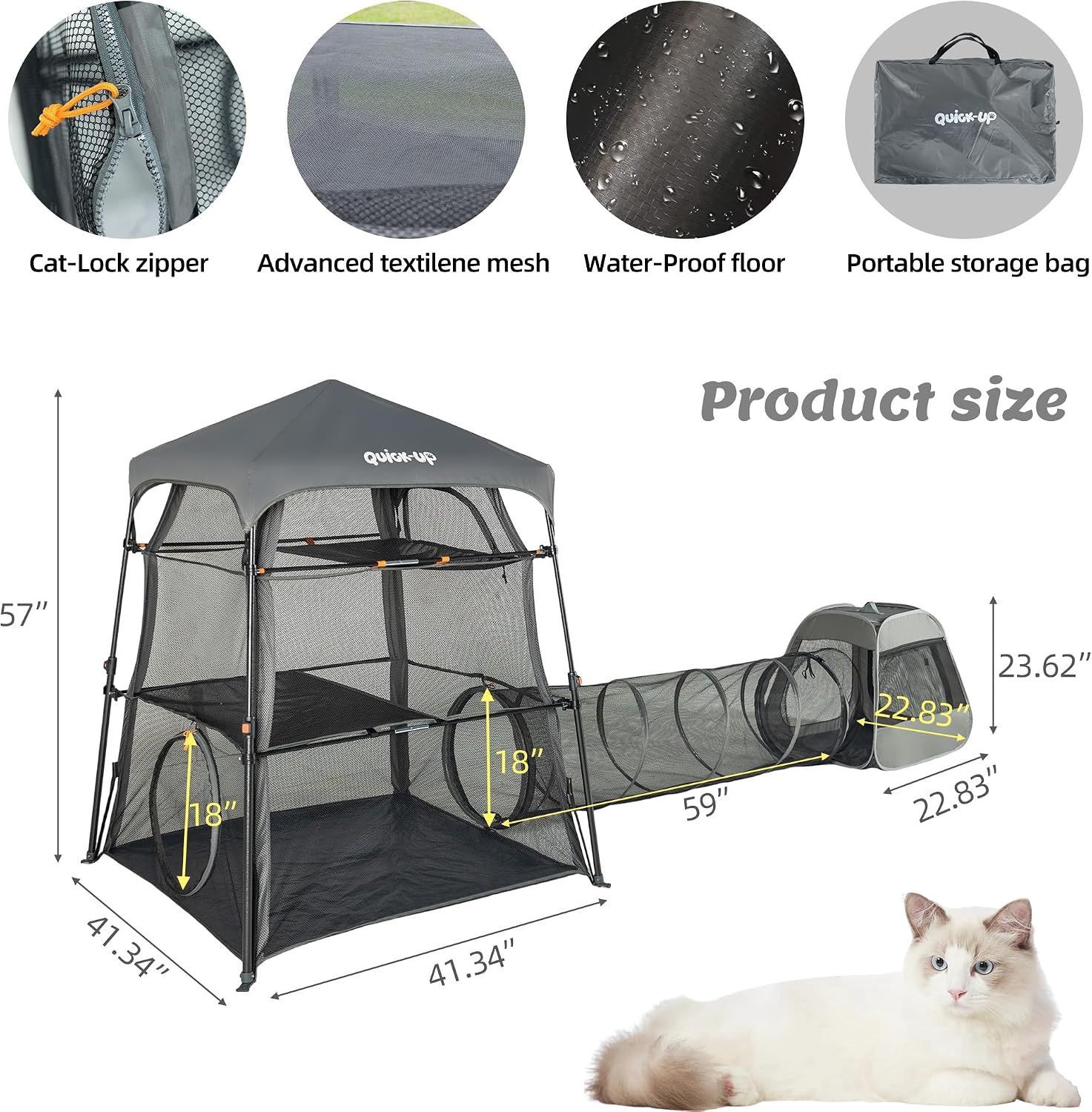 3 in 1 Portable Cat Enclosures with Tunnel &amp; Cat House
