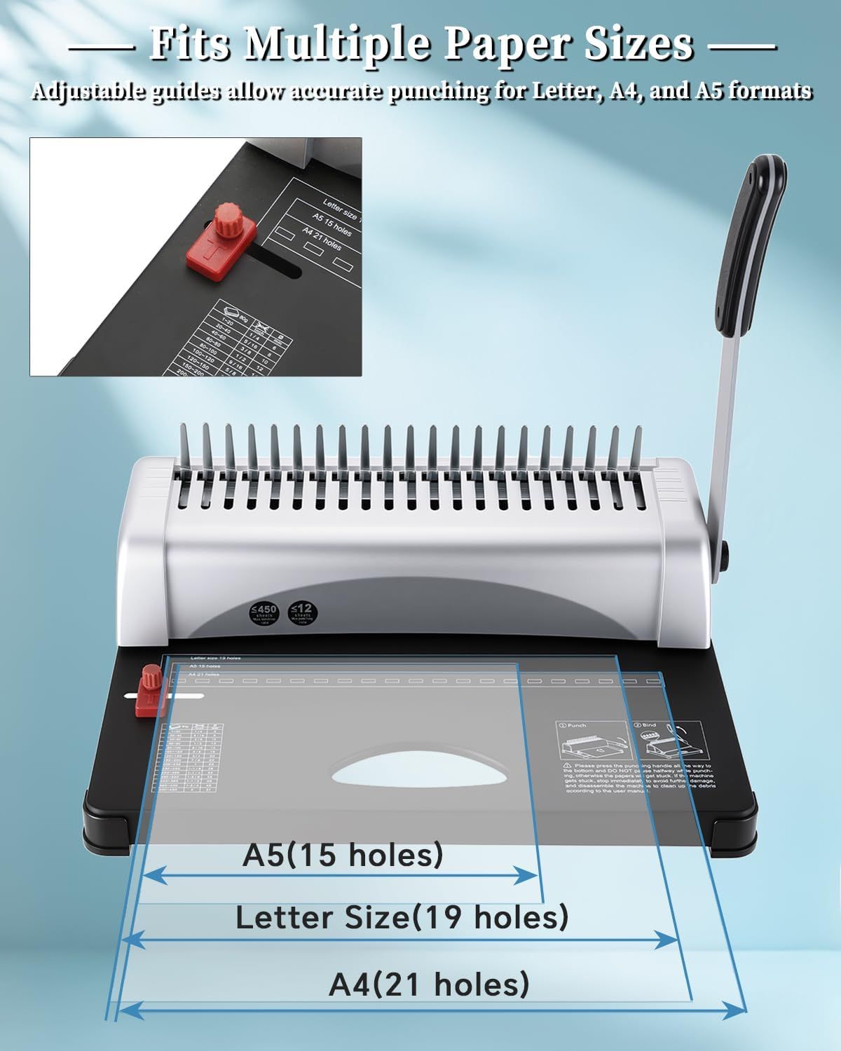 Comb Binding Machine 21-Holes 450 Sheets Capacity Comb Binding Machine 21-Holes 450 Sheets Capacity