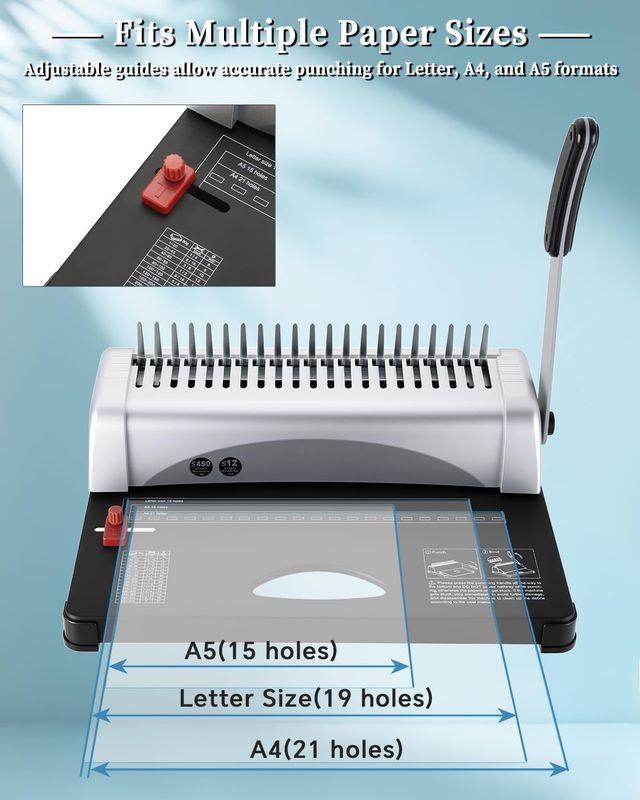 Comb Binding Machine 21-Holes 450 Sheets Capacity Comb Binding Machine 21-Holes 450 Sheets Capacity