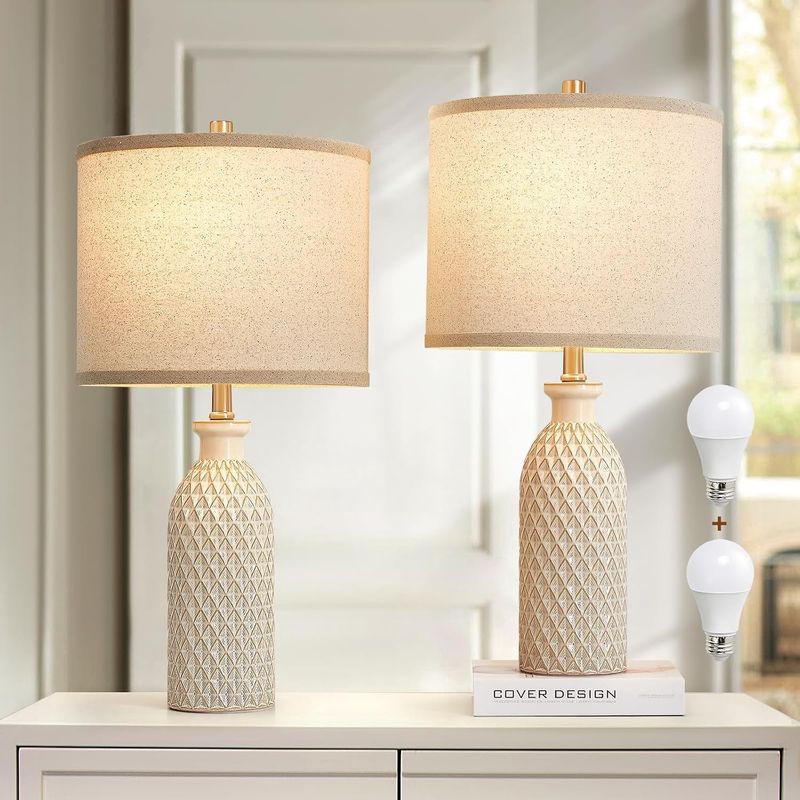 Ceramic Table Lamps Set of 2, Farmhouse 24.8"