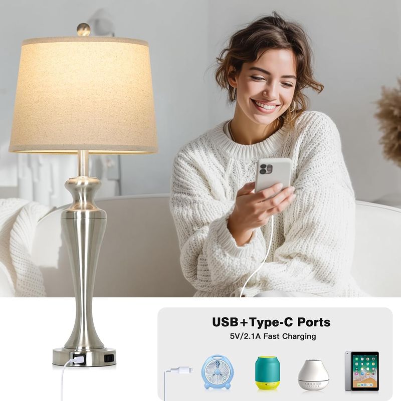 30" Silver Table Lamps Set of 2