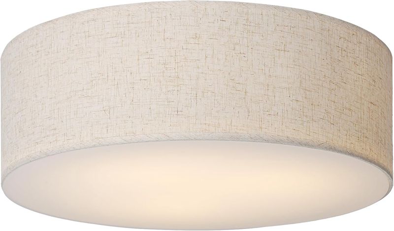 18-Inch Large Flush Mount Ceiling Light Fixture with Fabric Shade