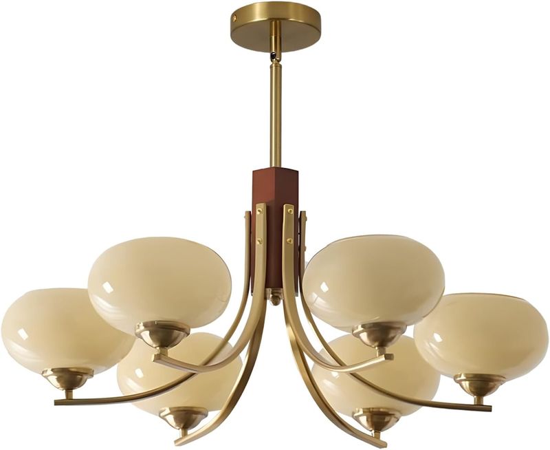 Vintage Ceiling Pendant Lighting Fixtures 6-Light Gold Sputnik Chandelier